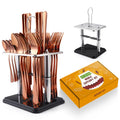 Ljojo 24-Piece Stainless Steel Hammer Pattern Cutlery Set