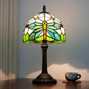 8-Inch Stained Glass Dragonfly Table Lamp - Retro Green Decoration for Office, Dining, Bedroom by Ljojo