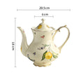 Ljojo Lemon Pattern Tea Set: Cup, Saucer, Teapot, Plate, Kettle - European Ceramic Offering