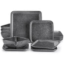Ljojo 12/24-Piece Square Dinnerware Set for 4 with Plates and Bowls