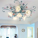 LED Rose Flower Ceiling Lamp Pastoral Style Light for Bedroom Living Room Decor by Ljojo