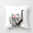 Cute Animals Print Decor Pillowcase by Ljojo - Pink Flower Theme
