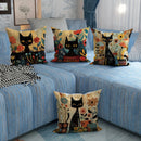 Colorful Cats & Flowers Printed Pillow Covers by Ljojo - Sofa, Bedroom, Car Pillow Cover