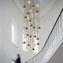 Ljojo LED Crystal Ball Chandelier - Round Gold Staircase Lighting Fixtures