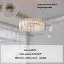 Ljojo Luxury Round Crystal Pendant Chandelier with French Modern LED for Living Room