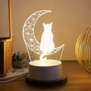 Ljojo Modern 3D Moon Cat Night Light for Home Bedroom Decor Ramadan Decoration