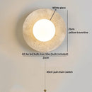 Ljojo LED Wall Sconce Wabi Sabi Yellow Travertine Stone Wood Bedroom Lamp