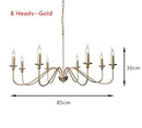 Ljojo American Country Retro Gold Black Candle Chandelier for Restaurant Room Decor