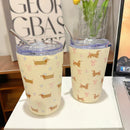 Ljojo 360ml Stainless Steel Thermal Tumbler with Straw - Kawaii Design for Hot and Cold Drinks
