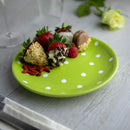 Ljojo Lime Green Polka Dot Ceramic Dinnerware Set for 4