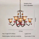 American Retro Morning Glory Glass Chandelier - Elegant Rose Ceramic Flower Pendant Light by Ljojo