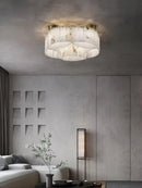 Gold Stone Ceiling Lamp Luxury Marble Lighting Copper Bedroom Decor by Ljojo