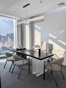 Ljojo Modern Acrylic LED Pendant Light for Dining Room | Long Strip Chandelier with Minimalist Design