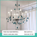 Ljojo Blue Crystal Chandelier Pendant Light - Luxury Glass Bedroom Decor Spiral Fixtures