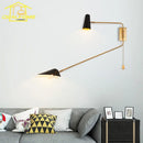 Industrial Copper Swing Arm Wall Lamp Double Head LED E27 Gold/Black/White by Ljojo