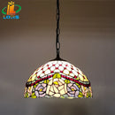 12-inch American-style Embankment Flower Chandelier: Tiffany Glass Lighting by Ljojo for Milk Tea Shop & Coffee Restaurant