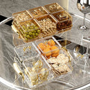 Ljojo 4/6 Grids Plastic Food Tray Dual Handle Snack Fruit Organizer
