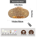 Bamboo Circle LED Ceiling Fans Light Chandelier with Lamps - Modern Luxury for Living Room by Ljojo