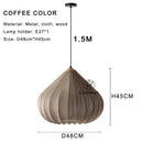 French Minimalist Pendant Light Onion Shape Fabric Lampshade for Living Room.