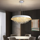 Modern Round Crystal Chandelier LED Light Fixture for Dining Room Living Room | Ljojo White Crystal Chandelier
