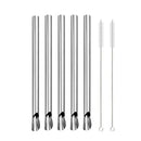 Ljojo 304 Stainless Steel Reusable 5Pcs Bubble Tea Straw Set with Brush and Spoon