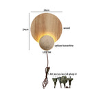 Ljojo LED Pull Chain Wall Light: Yellow Cave Stone Wood Wabi Sabi Design