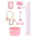 Ljojo 10-Piece Tumbler Accessories Set: Straw, Cover, Cap, Boot, Spill Proof Stopper, Letter Keychain, Charm, Sticker