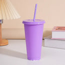 Ljojo 24oz Solid Color Reusable Cold Cup with Lid and Straw