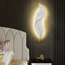 Ljojo LED Wall Sconce Modern Resin TV Background Light for Home Bedroom - White Feather