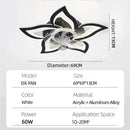 Ljojo Lotus Ceiling Fan Light: Remote Control, 6-speed, Decorative LED for Living Room & Bedroom