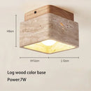 Japanese Square Stone Travertine Ceiling Lamp for Bedroom Corridor Foyer Staircase | Walnut Wood Ljojo Lighting