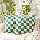 Ljojo Luxe Checkerboard Cushion Cover in Khaki Coffee Wool Faux Fur - Home Decor
