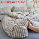 Ljojo Luxury Cotton Stripe Duvet Cover Set - Yarn-Dyed Bedding Set