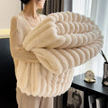 Ljojo Luxury Rabbit Fur Throw Blanket for Cozy Warmth and Comfort