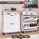 Ljojo™ Farmhouse Shoe Storage Cabinet with Drawers and Open Shelves for Entryway