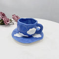 Ljojo 10oz Korean Style Ceramic Coffee Mug with Saucer Hand Painted Tea Cup Set