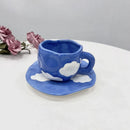 Ljojo 10oz Korean Style Ceramic Coffee Mug with Saucer Hand Painted Tea Cup Set