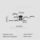 Nordic LED Chandelier Black Aluminum Ceiling Light Remote Control for Living Room Bedroom by Ljojo