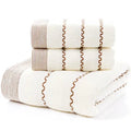 Ljojo 3-Piece Waffle Towel Set: 1 Bath, 2 Hand Towels - Cream