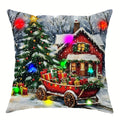 Ljojo LED Light Luminous Pillowcase with Festive Truck Christmas Tree Design