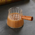 Ljojo 180ML Espresso Glass Cup with Wood Handle - Latte Art Mug & Milk Frothing Jug