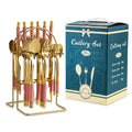 Ljojo 24-Piece Stainless Steel Hammer Pattern Cutlery Set