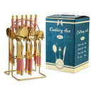 Ljojo 24-Piece Stainless Steel Hammer Pattern Cutlery Set