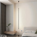Black Linear Pendant Light Italian Design Minimalist Hanging Lamp for Living Room by Ljojo