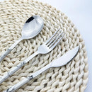 Ljojo 16-Piece Stainless Steel Cutlery Set with Imitation Wooden Handles