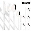 Ljojo 24Pcs Pink Gold Stainless Steel Cutlery Set - Western Flatware Tableware
