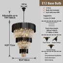 Ljojo Luxury Black Crystal Chandelier for High Ceiling Living Room Staircase Decor