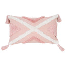 Bohemian Pink Geometric Tassel Throw Pillow Cover for Living Room Sofa by Ljojo