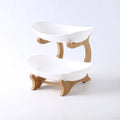 Ljojo 2/3 Layer Wooden Dinnerware Set - Partitioned Fruit Bowl, Candy Trays, Salad Bowl
