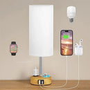 Ljojo LED Fabric Desk Lamp: USB C+A Ports, Rechargeable, Stepless Dimmable